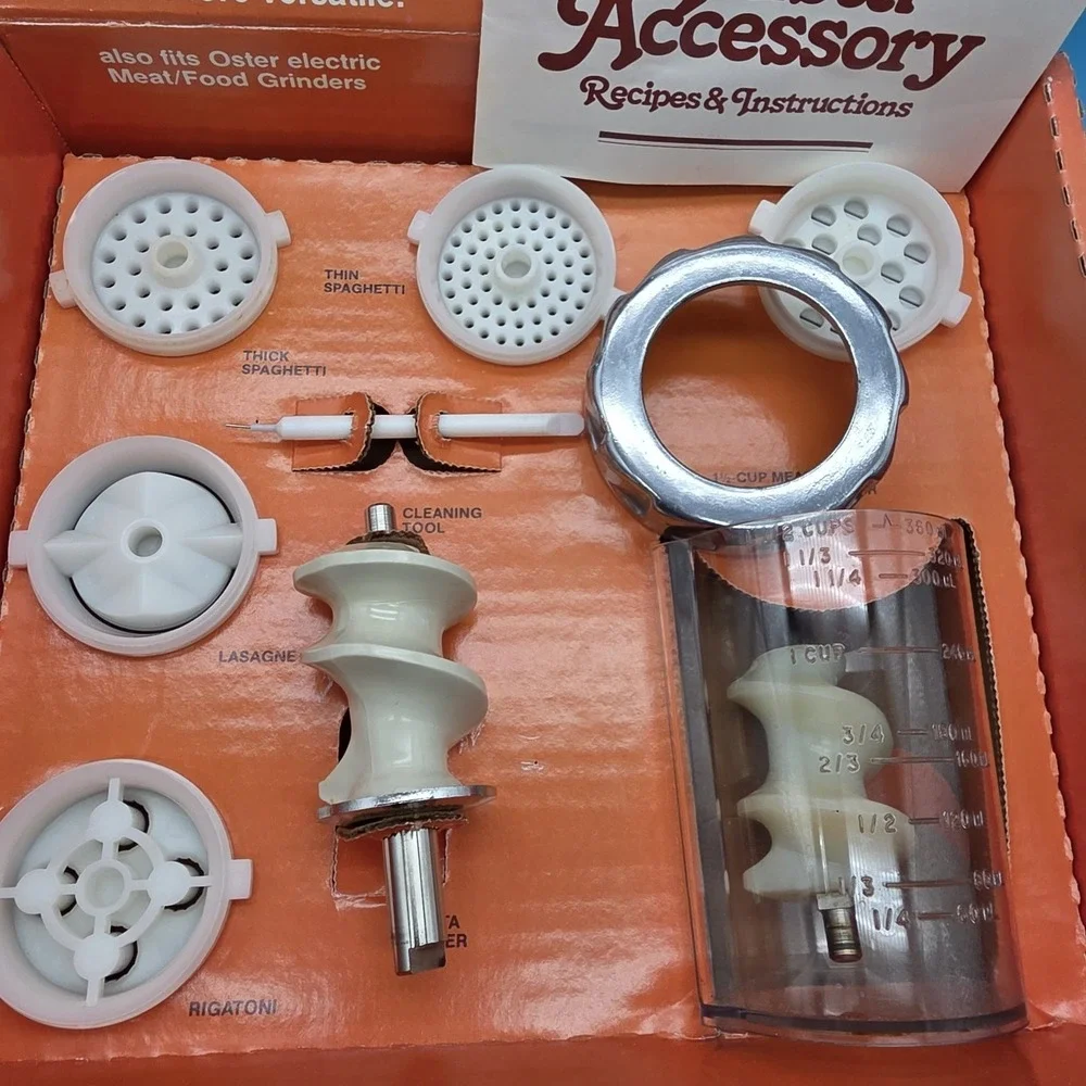1983 Oster Kitchen Center Pasta Accessory Kit 939-65 Fits Oster Grinder NOS